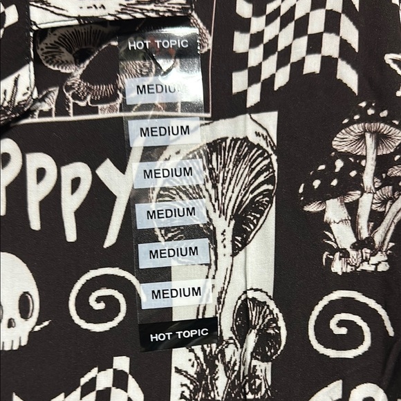 Black and White Casual Button Down Shirt with Gothic Print - Picture 2 of 7